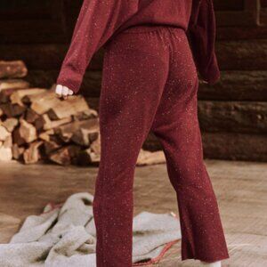 The Great. Cashmere Jersey Crop, Maroon Speckle, Size 0